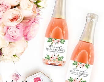 Bridal Shower Mini Champagne Bottle Labels - Weatherproof Bridal Shower Favor Cheers to the Future Mrs. Bachelorette Stickers - Hens Party