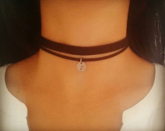 Initial Velvet Choker, Personalized Choker, Engraved Choker, Monogrammed Choker, Customized Choker, Custom Choker, Black Velvet Choker, Gift