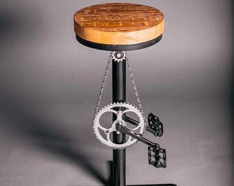Unique industrial bar stool || upcycled bicycle bar stool || metal industrial kitchen stool || steampunk island stool || recycled bike parts