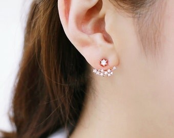 Star earrings, Constellation earrings, Ear Jacket, constellation jewelry, Sterling Silver Post, Star ear Jacket, Front back earring set