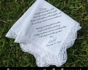 Mother of the Bride Gift Mother of the bride handkerchief mother of the Groom gift Wedding Handkerchief PRINTED handkerchief ...(H 038)