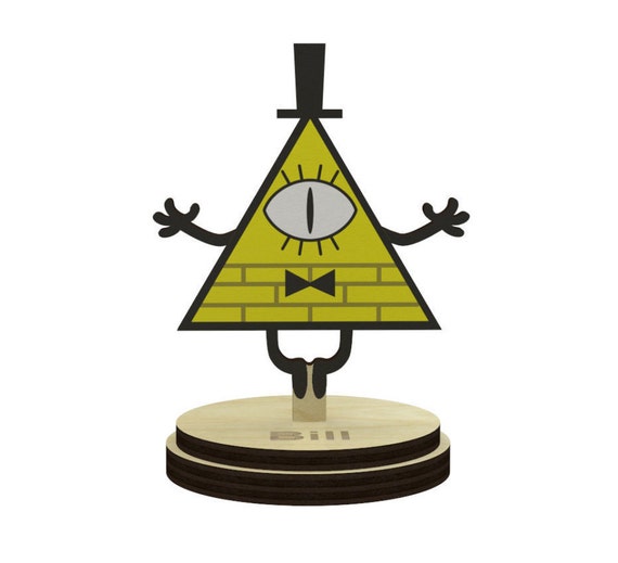 Bill Cypher Gravity Falls wooden figurine on stand