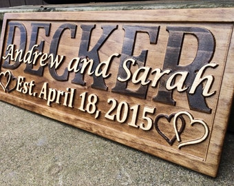 Personalized Wedding Gift Personalized Sign Couple Gift Last Name Established Sign Family Name Sign Custom Wood Sign 5 Year Anniversary Gift