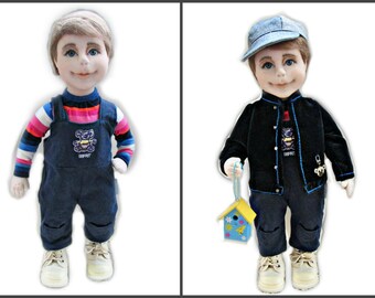 Soft sculpture, textile doll, handmade doll, doll "Alex", 43 cm high