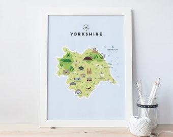 Map of Yorkshire - Illustrated map of Yorkshire