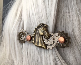 Gift-For-Her Horse Hair Clip, Country Wedding Gift for Women, Gift for Mom, Western Jewelry for Women, Horse Jewelry for Her Steampunk Horse