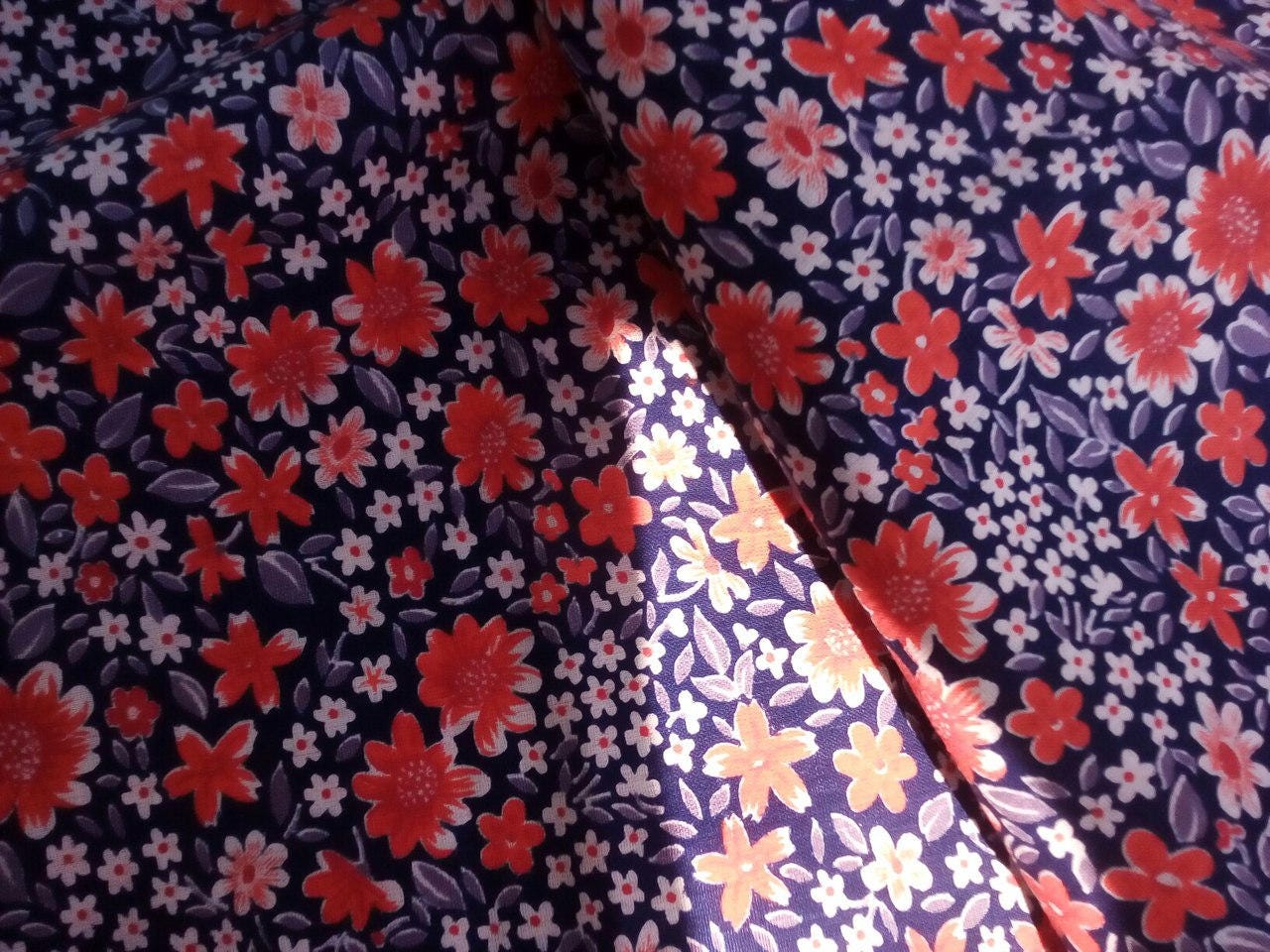 Vintage Floral Cotton Fabric by the Yard Summer Beach Dress