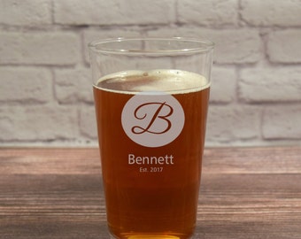 Custom Beer Glass, Personalized Beer Glasses, Etched Beer Glasses, Beer Gift, Wedding Gift, Anniversary Gift, Custom Beer Glasses, Monogram
