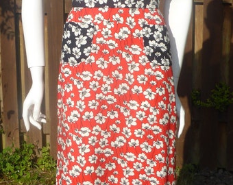 1930s 1940s style Red white and blue poppy print dress