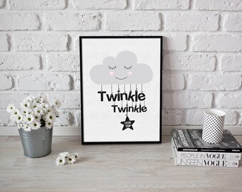 Twinkle Twinkle Little Star print - Nursery prints - boys room prints - girls room prints - nursery rhyme - cloud print - nursery wall art