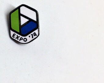 Expo '74 Enamel Pin Kelly Green Navy Blue Vintage Collectible