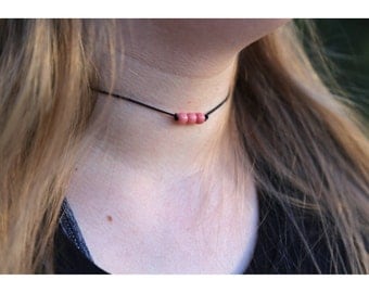 PINK BEADED CHOKER: Dainty Beaded Choker, Beaded Necklace, Bead Choker Necklace, Thin Beaded Choker, Pink Beaded Choker, Chokers