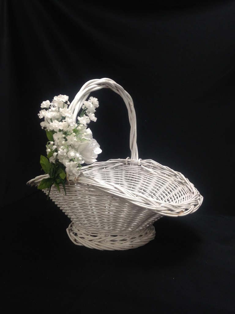 large white wicker basket Easter flower basket wedding basket