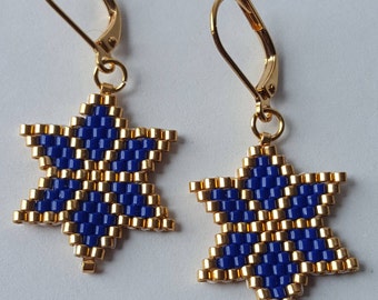 Boucles d'oreille tissées à l'aiguille, étoiles