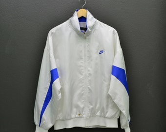 Nike Windbreaker Vintage Nike Jacket 90s Nike White Jacket Nike Nylon Windbreaker Nike Shiny Jacket Mens Size L/XL