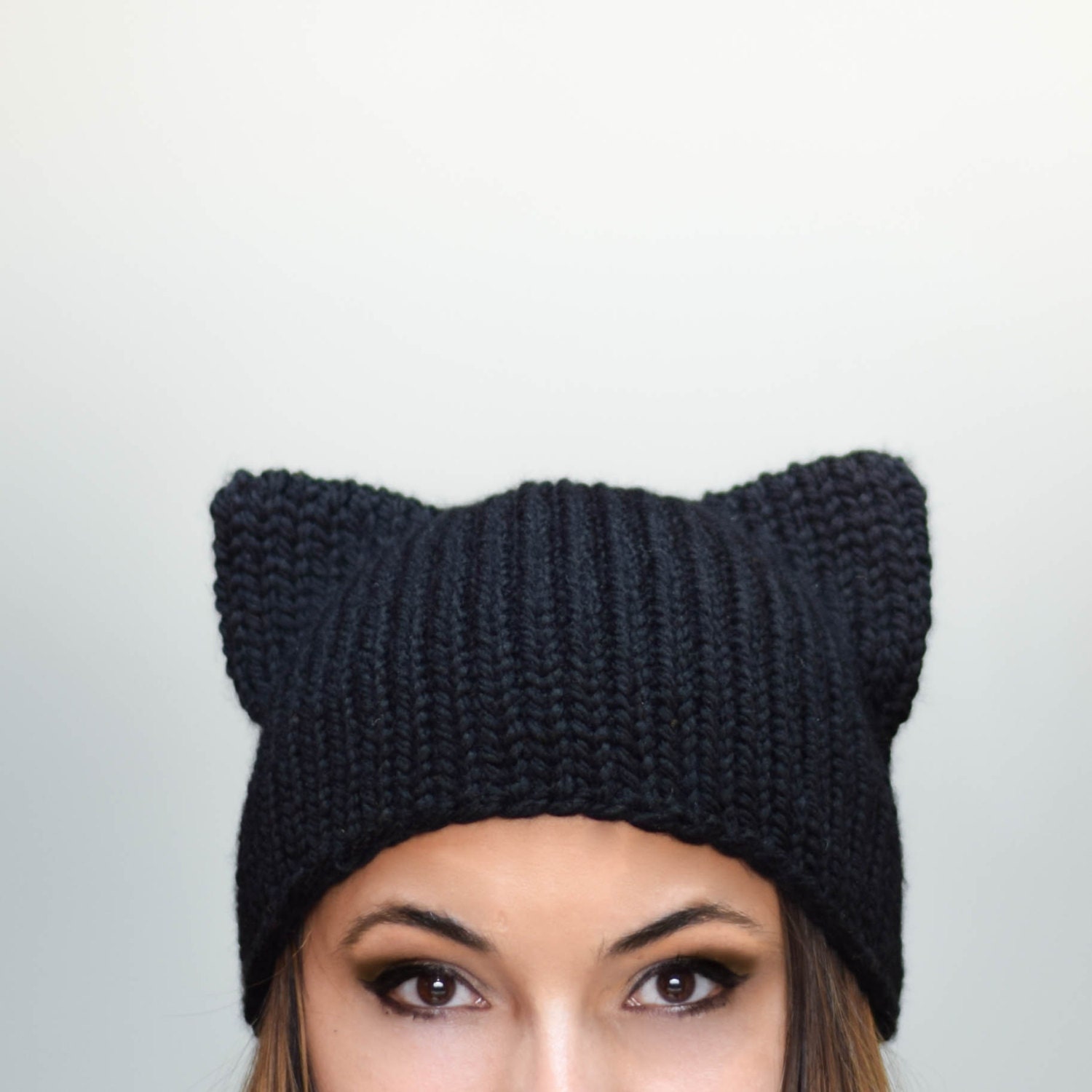 Knitted Black Cat Hat Kitty Hat Womens Gift Gift by TwistedOrKnot