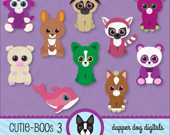 Beanie Boo's Clipart Set, Glitter Eyes - Commercial Use, Digital Clip Art, Digital Images