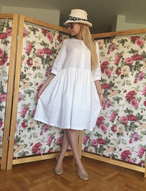 Pure Linen White Premium Dress main image 1