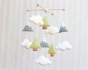 Baby Mobile Trees and Mountains Mobile Nature Mountains Nursery