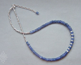 Tanzanite necklace, December birthstone necklace, tanzanite silver necklace, cornflower blue necklace, Thai Karen silver necklace