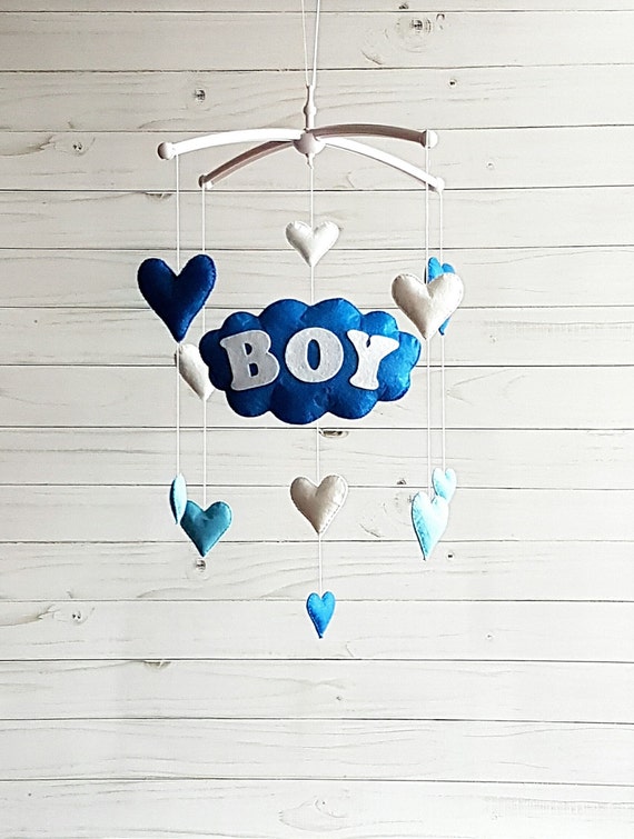 Blue baby boy mobile Nursery mobile Baby Felt crib mobile Cot