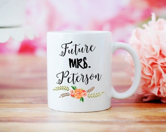 Future Mrs. Mug, Does This Ring Make Me Look Engaged Mug, Engagement Gift, Wedding Gift, Bride Gift, Floral Wedding Mug, Proposal Present
