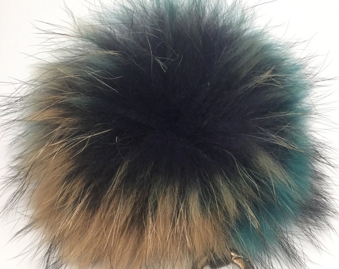 NEW FALL/WINTER '16 Dimensional Swirl™ Multi Color Raccoon Fur Pom Pom bag charm keychain piece no.468