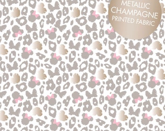 Disney Fabric Minnie Mouse Fabric Camelot Fabric Grey Leopard Print Metallic Fabric