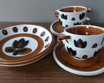 Boch Kimono, Kimono soup bowl, Boch Boch Kimono deep plate, Boch Belgium, Mid century crockery, Boch la louviere, Boch kimono soup plate, 1960