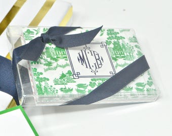 Monogrammed/Personalized Green Chinoiserie
