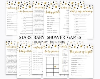 12 Games MEGA PACK , Twinkle Twinkle Little Star Baby Shower Game Pack , Black Gold Baby Shower Games , Baby Shower Activities , Printable