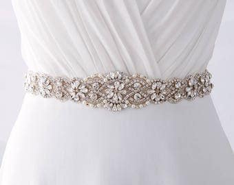 Bridal Belt, Beaded Bridal Belt, Crystal Bridal Belt, Pearl Bridal Belt, Rhinestone Bridal Belt, Bridal Belt Sash / B202