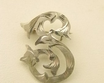 Sterling Silver Initial S Pin Brooch - Mexico