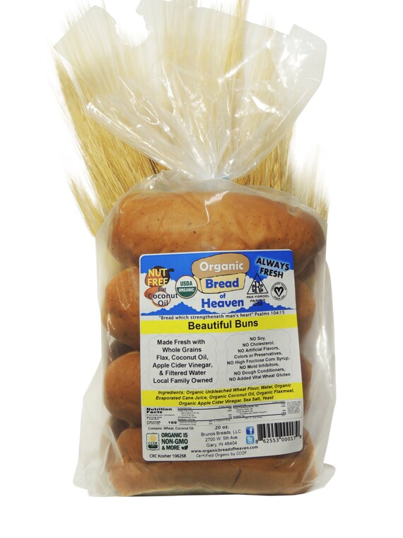 Organic Beautiful Hot Dog Buns 8 pack by OrganicBreadofHeaven