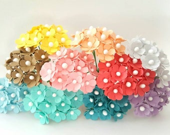 100 pastel paper flowers / soft pastel mixed paper flowers / chic paper flowers / small paper flowers / pastel flowers