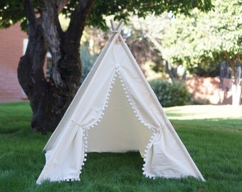 XS 4ft Pompom teepee photo prop tent / Kids play tent/ baby teepee photo prop