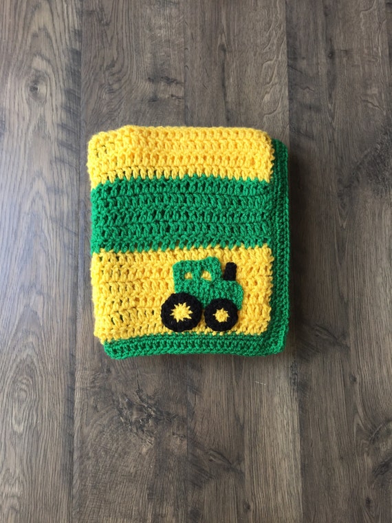 SALE John Deere Inspired Baby Blanket Green & Yellow
