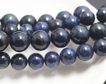 4-12mm Dumortierite Round Beads, Dumortierite Gemstone Beads, 15 Inch Full Strand ( 4mm 6 mm 8mm 10mm 12mm )