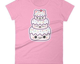 Kitty Shirt with Super Cute Cake | Kawaii Clothes | Cat T-Shirts | Cute Food