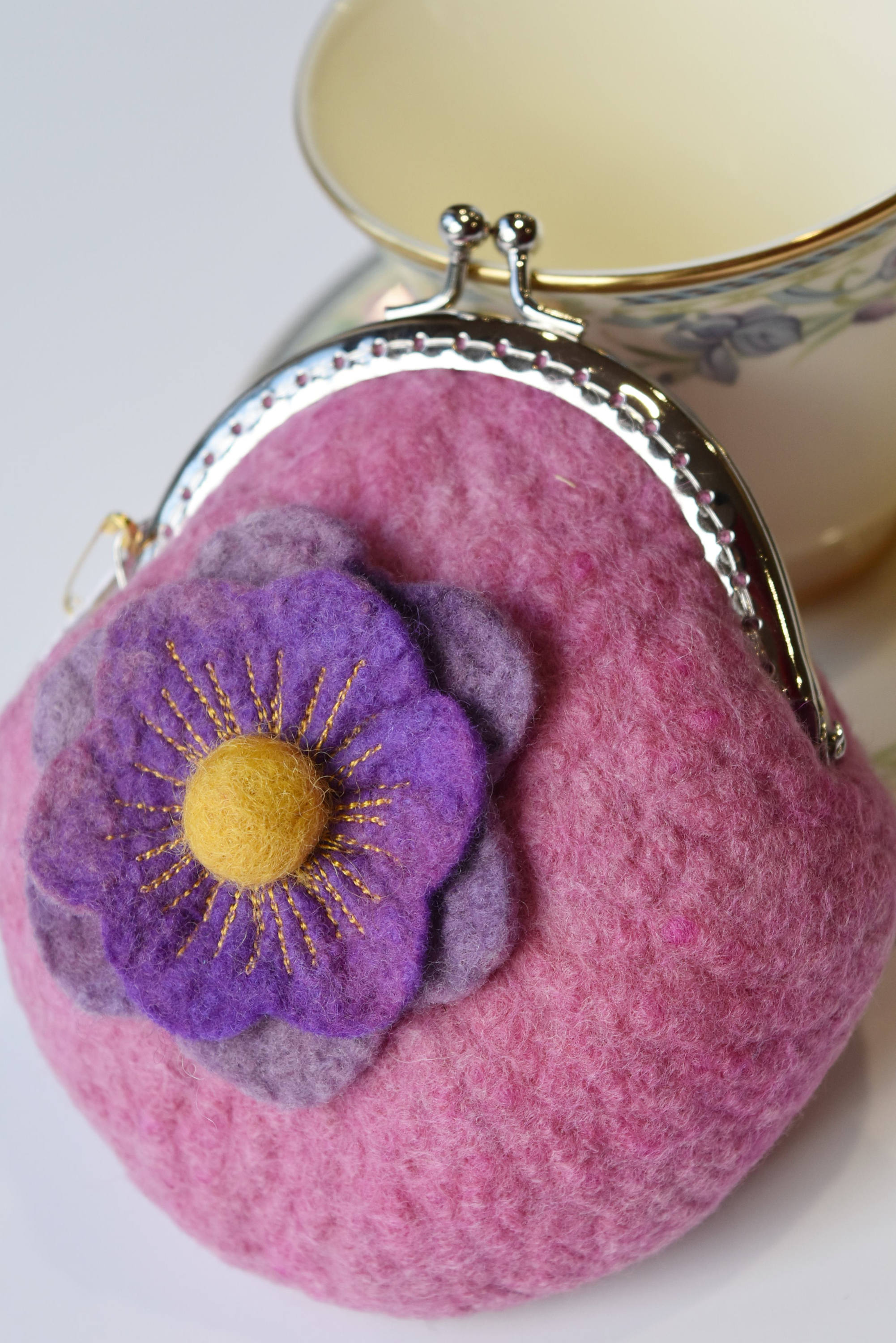 Wool felt pink coin purse wool felted purse gifts for women