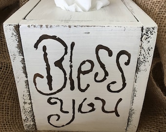 Tissue Box-Kleenex Box-Bathroom Decor-Bathroom-Home Decor-Farmhouse Decor-Tissue Box Cover-Bless You