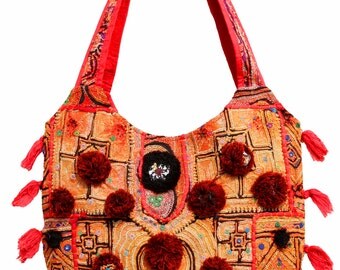 Indian Handmade Vintage Banjara Tribal Bag Gypsy Banjara Bag, Tribal Indian Shoulder Bag, gypsy indian Hobo Handbags,Boho Black zari bag.
