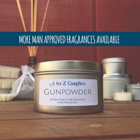 GUNPOWDER Gift for Men Man Candle For Him Mens Gift by AtoZCandles