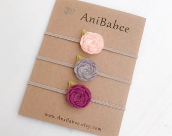 Baby Headband, Baby Flower Headband, Felt Flower Headband, Purple Flower Headband, Newborn Headband, Baby Gift, Infant Headband