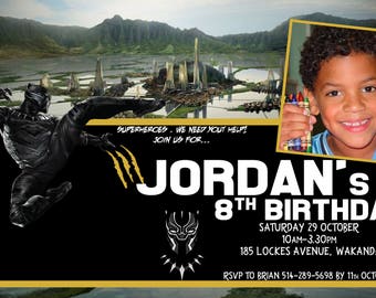 Marvel Black Panther, African American superhero, Black Superhero, Black Panther Party, Black Panther Brithday photo Invite, DIY Printable