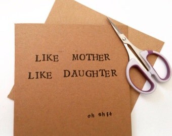 Mature Mother and daughter card, mothers day card unique, mothers day card funny, happy birthday mum, 13.5cm square