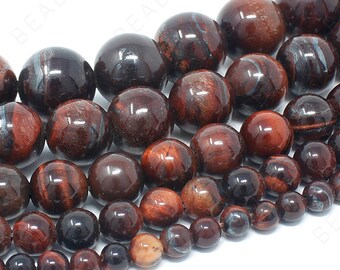 Red Tiger Eye Beads Natural Gemstone Round Loose - 4mm 6mm 8mm 10mm 12mm - 15.5" Strand