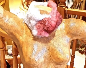 FREE SHIPPING!!!Fur rabbit leather collar,boho,hippie,chic,ethnic,cuello,piel de conejo,étnico