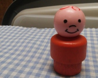 Fisher Price Little People Wooden Light Skinned Boy with Plastic head