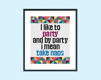 Cross stitch pattern, funny cross stitch pattern, naptime, instant download